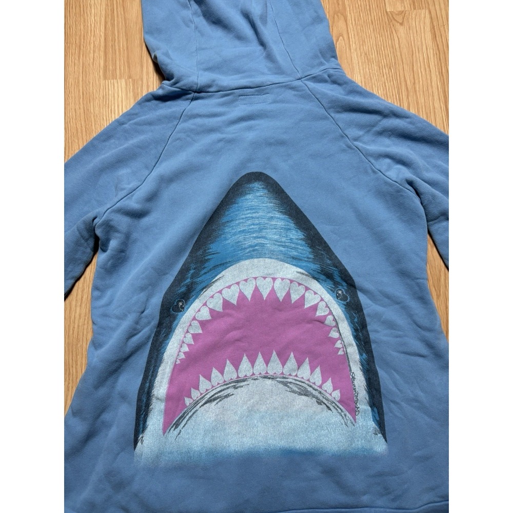 Lauren Moshi Blue Surfs Up Shark Women Large Full Zip Up Hoodie Beach Summer - Picture 8 of 11